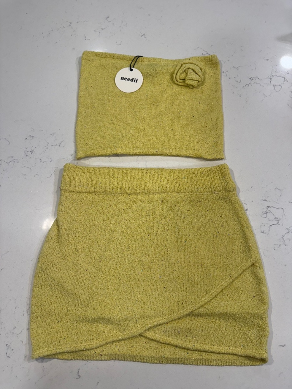 NET Needii Two Piece Yellow skirt set